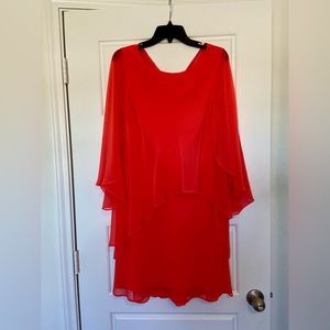 Coral ruffle sleeve dress, Size 10